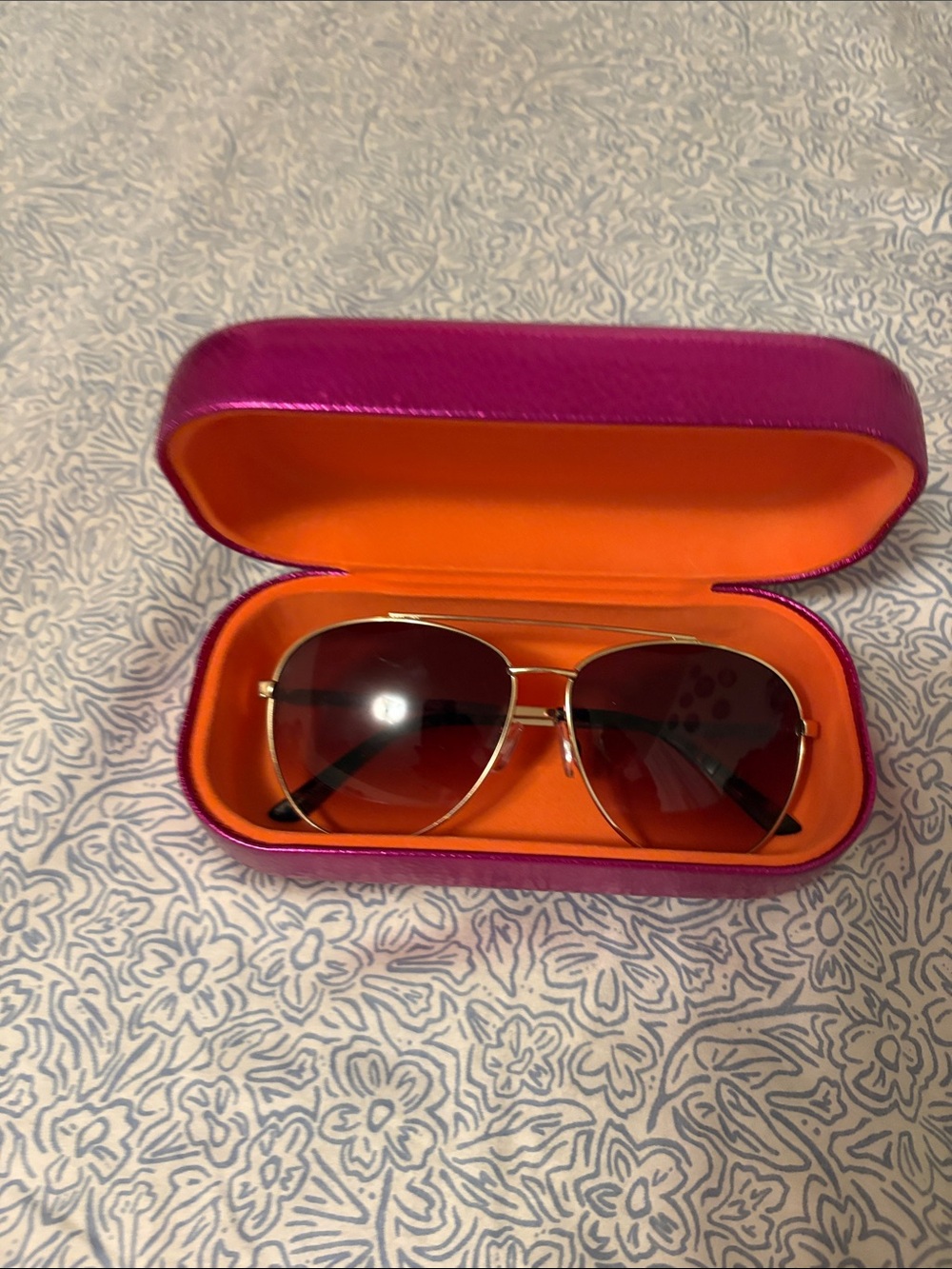 Kurt Geiger Gold Frame Aviator Sunglasses with Brown Gradient Lenses
